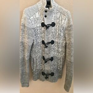 EUC Express Men Sweater Heavyweight Cotton Knit Full Zip Toggle with Pockets L